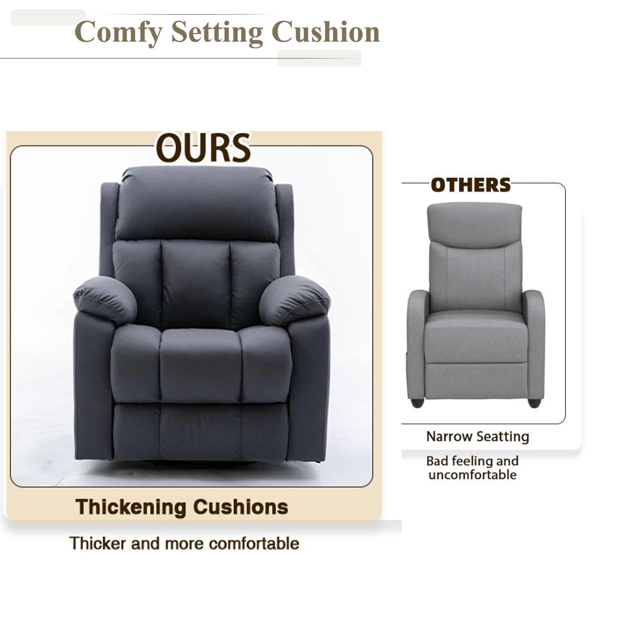Vicluke Microfiber Technology Cloth Massage Recliner Chair with