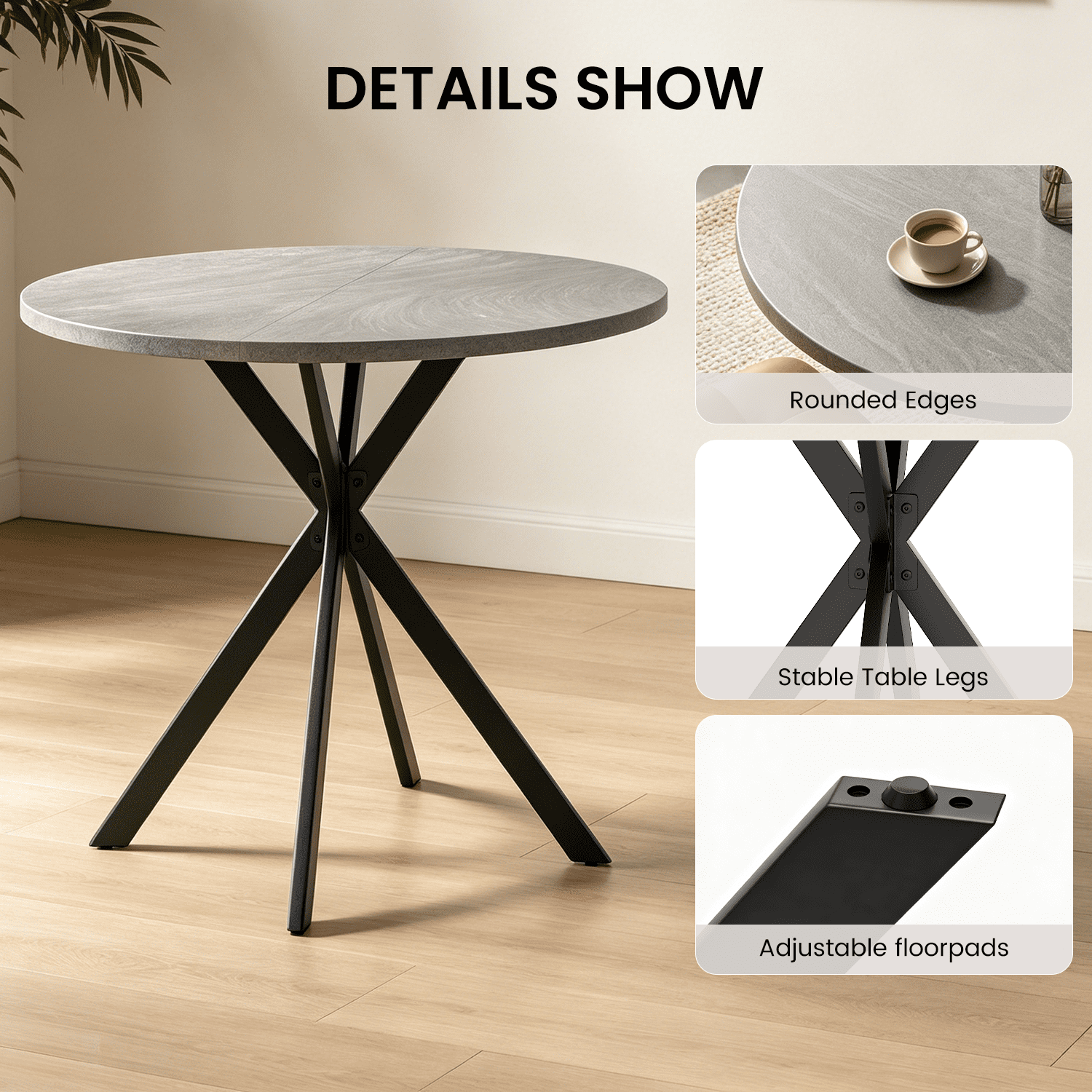 Small Round Dining Table for 2-4 People, 31.8" Modern Round Kitchen Table, Space-Saving Table for Living Dining Room, Coffee ,Apartment