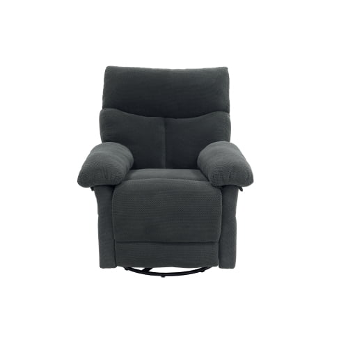 Modern Swivel Rocker Recliner Chair, Manual Overstuffed Glider Armchair with Textured Fabric, 360° Swivel & Rocking for Living Room and Nursery, Dark Gray
