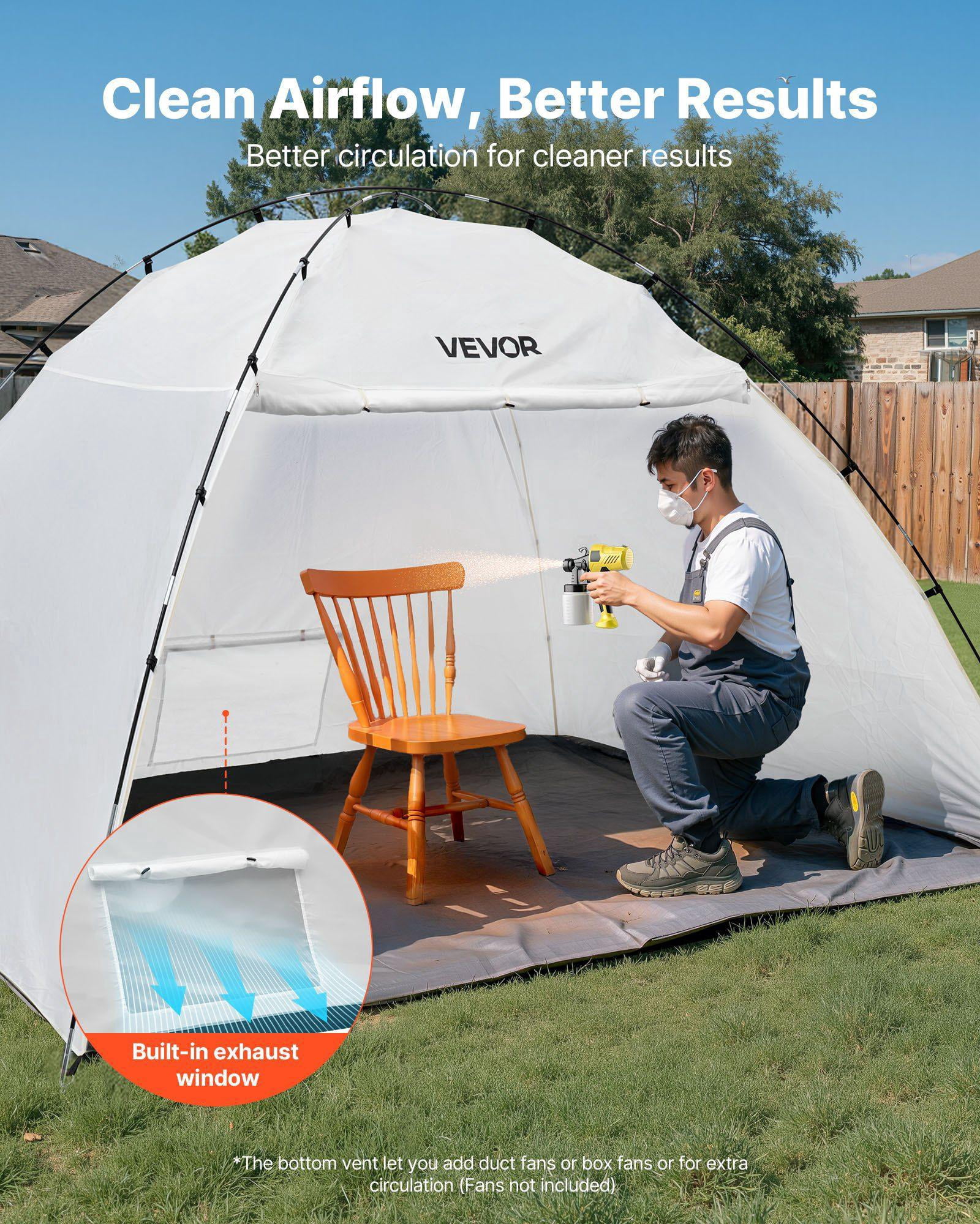 Portable Paint Booth Tent 115.35x90.55x74 Inch Large Spray Shelter with Built-in Floor Mesh Screen Oxford Painting Station for Furniture