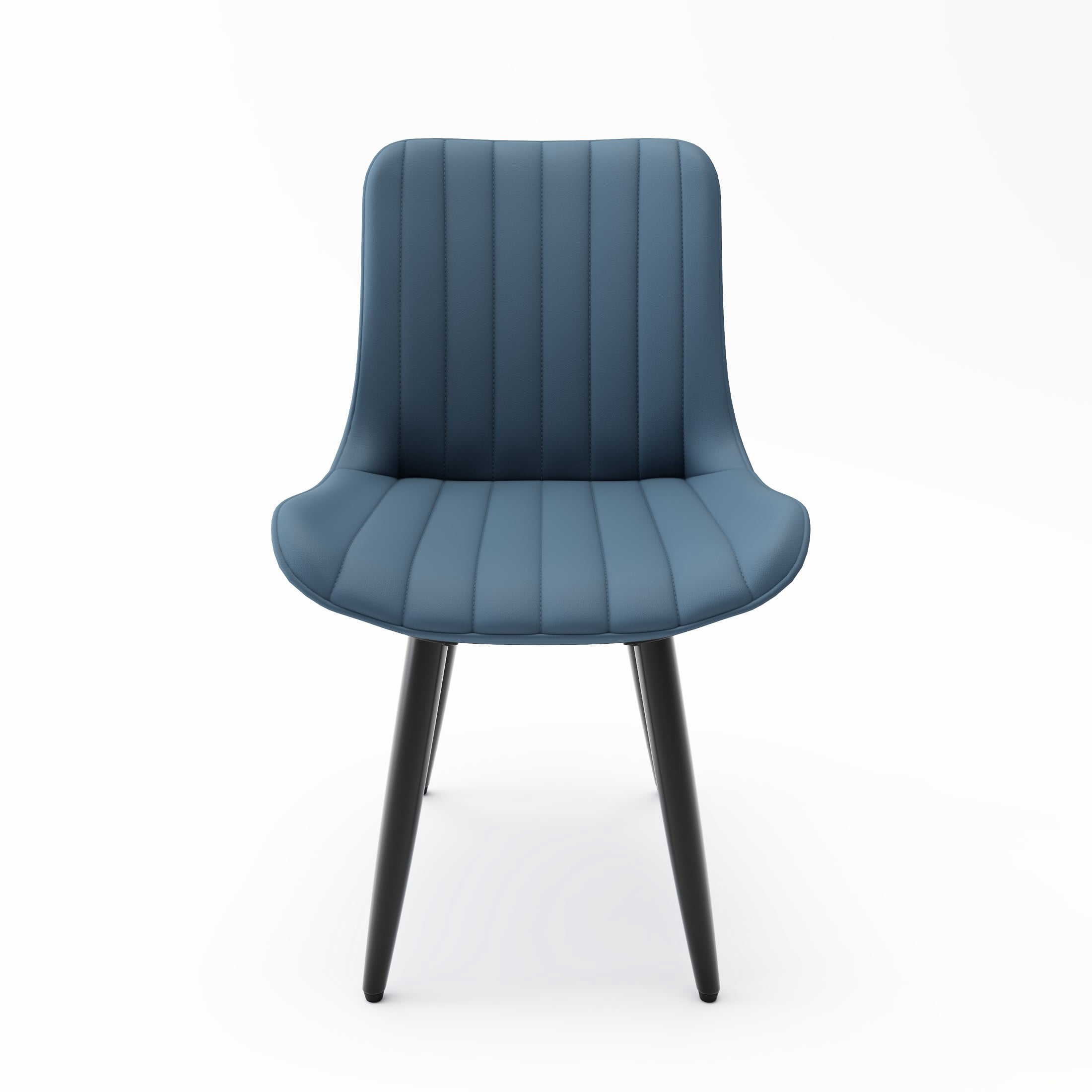 Noble House Modern PU Leather Dining Chairs with Metal Legs, Armless Side Chairs for Kitchen, Blue, Set of 4