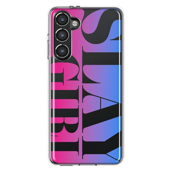 MUNDAZE Samsung Galaxy S23 Plus Shockproof Clear Hybrid Protective Phone Case Pink Blue Clear Funny Text Quote Slay Girl Cover