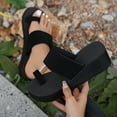 thumbnail image 2 of Xfvqtps Wedge Sandals for Women Slide Sandals Toe Ring Solid Color Soft Sole Non Slip Sandals Black, 2 of 9