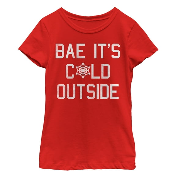 Girl's Lost Gods Christmas Bae It's Cold Outside  Graphic Tee Red Large