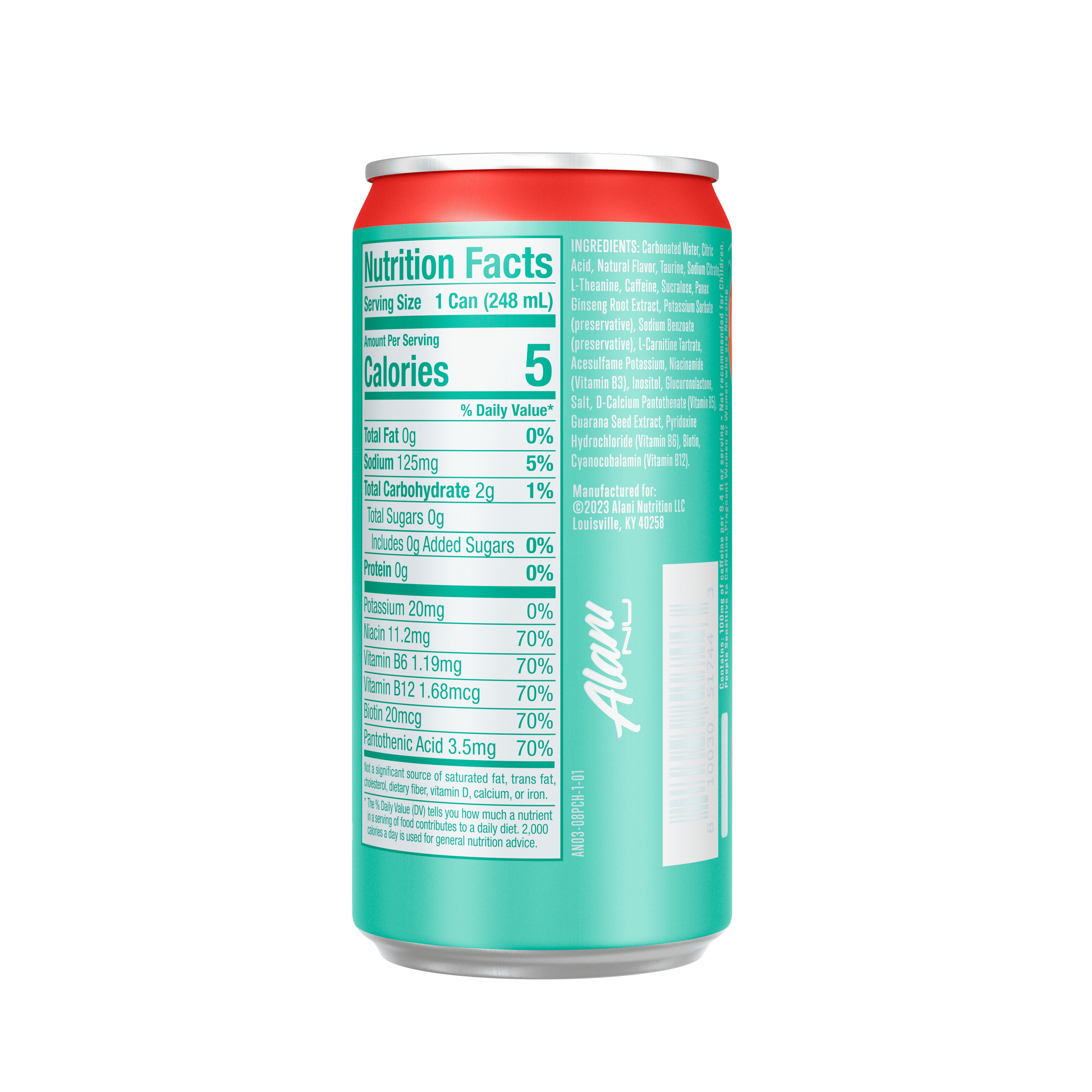 Alani Nu Sugar Free Energy Drink Mini, Juicy Peach, 8.4 fl oz, Can, 100mg Caffeine