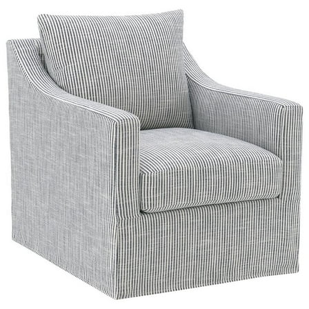 Pemberly Row Fabric Upholstered Sloped Arm Accent Swivel Chair in Gray