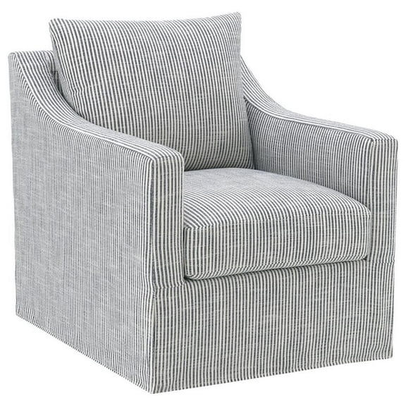 Pemberly Row Fabric Upholstered Sloped Arm Accent Swivel Chair in Gray