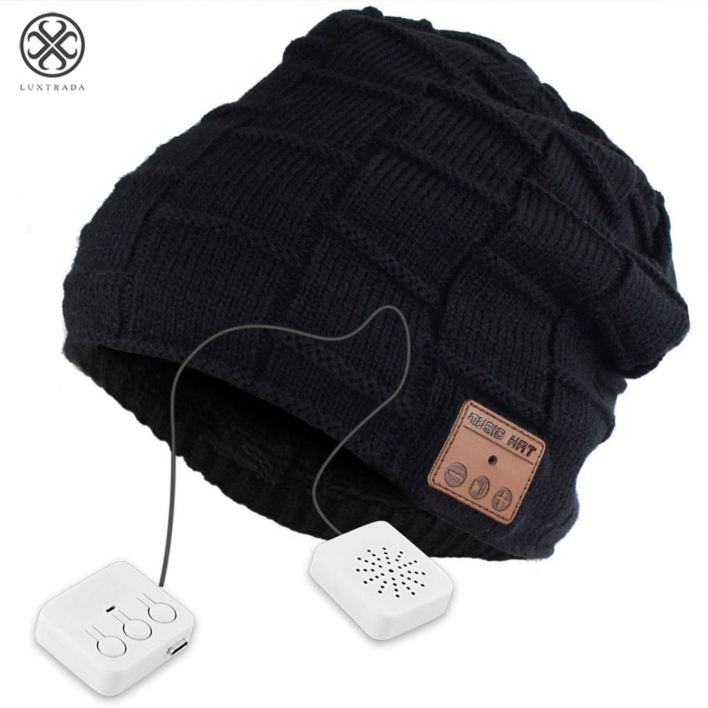 TB100B-Black Bluetooth Beanie Hat,Topple Wireless Superior Headphone Beanie Hat HD Stereo Earphone Speaker &Mic,Unisex Washable Men Women Winter Outdoor Fitness 