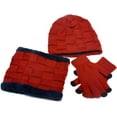 thumbnail image 4 of 3 Pieces Winter Warm Hat Scarf Glove Set Knit Thick Beanie Scarves Cap for Men, 4 of 5