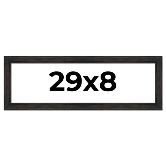 29x8 Frame Black Rustic Barnwood Solid Wood Picture Frame | 1.5 Inch Moulding Width | Includes UV