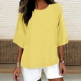 thumbnail image 2 of NuoCaiYun Women Casual 3/4 Sleeve T-Shirts Round Neck Cute Tunic Tops Loose Fit Solid Clolor Basic Tees Work Top, 2 of 6