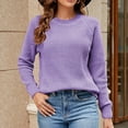 thumbnail image 4 of VISALY Pullover Crewneck Sweatshirt Crochet Sweaters Casual Long Sleeve Pullover Sweaters O Neck Oversized Ribbed Knit Fall Winter Sweater Loose Fit Hoodie Baggy Sweaters Tunic Sweater Purple S, 4 of 8