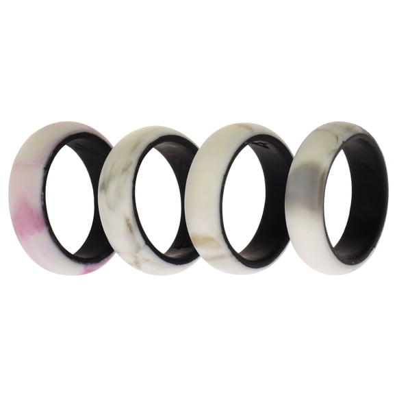 Juego de anillos de boda de silicona de 2 capas - Bordo-Marble de ROQ para mujer - Anillo de 4 x 4 mm