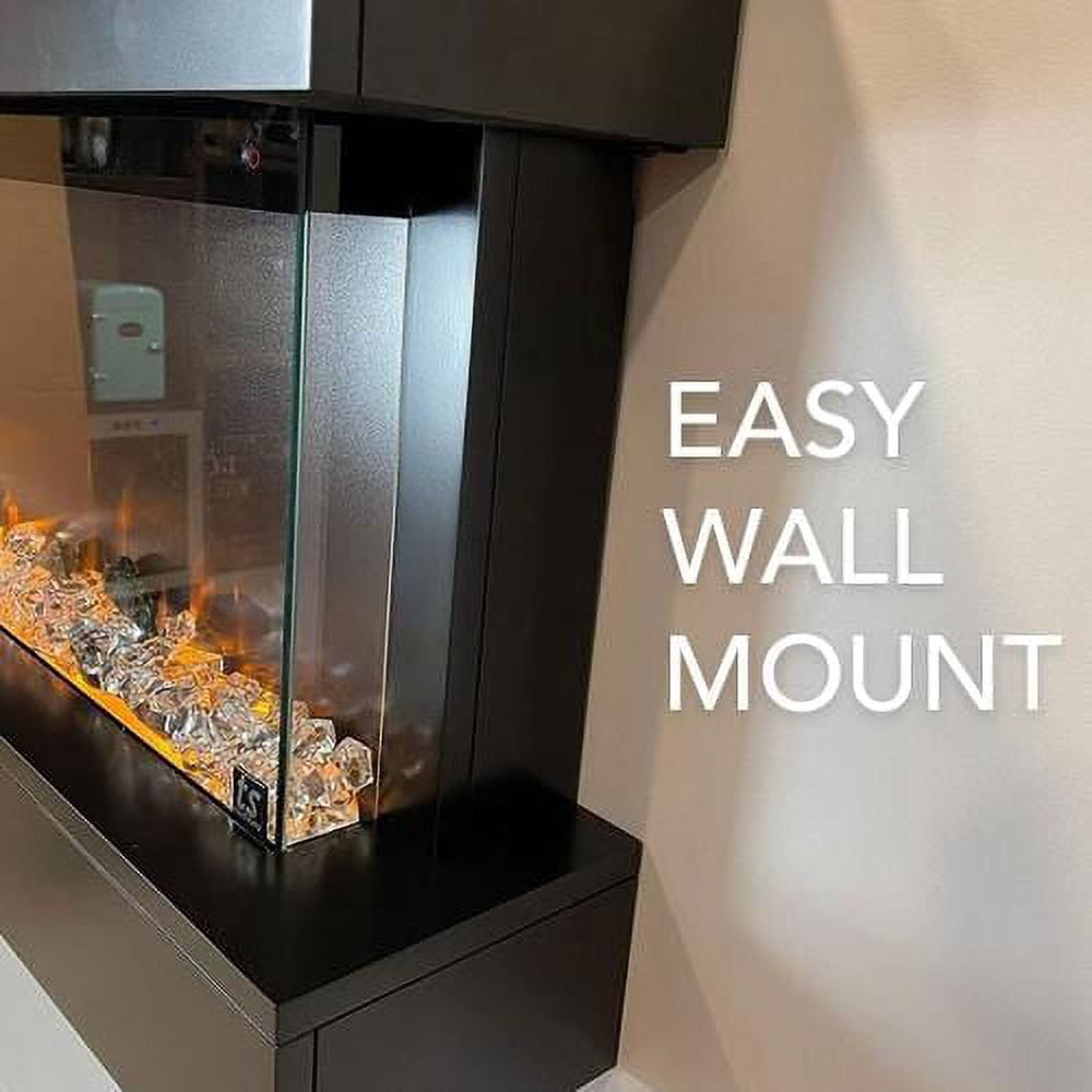 The Chesmont by Touchstone - Wall Mount 3-Sided Smart Electric Fireplace  - 50" Wide w/Black Mantel