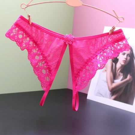 

Crotchless Panties For Women Panties Slit Free Lace Thong Low Waist Lace Trim T Panties
