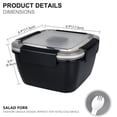 thumbnail image 6 of Greentainer 52 OZ to Go Salad Container Lunch Container, BPA-Free, 3-Compartment for Salad Toppings and Snacks, Salad Bowl with Dressing Container, Built-in Reusable Spoon, Microwave Safe(Black), 6 of 7