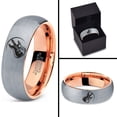 thumbnail image 4 of Tungsten Musician Electric Guitar Band Ring 7mm Men Women Comfort Fit 18k Rose Gold Dome Brushed Gray Polished, 4 of 4