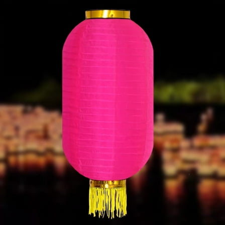 Zhuge 2pcs 10in Traditional Japanese Silk Lanterns Red Hanging Ramen Bar Lantern Lamp with Gold Tassel for Chinese New Year Outdoor Yard Decorations，