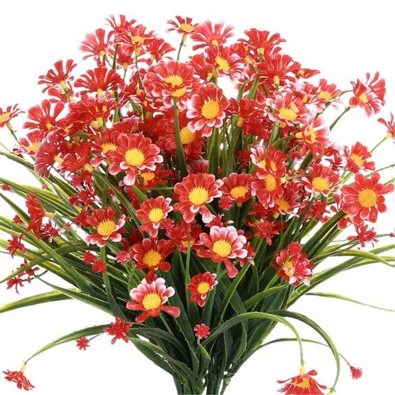 Holloyiver Artificial Daisies Flowers Outdoor, UV Resistant Faux Artificial Plants Shrubs Plastic Flower Bulk for Hanging Planter Porch Window Home Wedding Fall Summer Decor