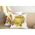 thumbnail image 3 of Ambesonne Vintage Throw Pillow Cover 2 Pack, Retro Car Splash, 20", Green Mustard, 3 of 6