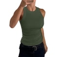 thumbnail image 2 of Womens Tank Tops High Neck Sleeveless Ribbed Tank Casual Basic Thick Strap Slim Fitted Shirts, 2 of 5