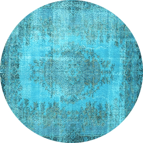 Ahgly Company Indoor Round Persian Light Blue Bohemian Area Rugs, 3' Round
