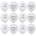thumbnail image 1 of 50 globos de látex de 30 cm con letras impresas, ideales para fiestas de cumpleaños y reuniones en casa (globos blancos, letras negras y globos blancos con la letra "To You", 25 unidades cada uno)., 1 of 8