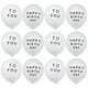 thumbnail image 1 of 50 globos de 12 pulgadas con estampado de letras, globos de látex de moda para fiestas de cumpleaños, reuniones en casa (globos blancos, letras negras y globos blancos, 25 unidades / cada uno), 1 of 8