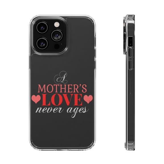 DistinctInk Clear Hybrid Case for Apple iPhone 15 Pro (6.1" Screen) - Mother's Love Never Ages - Wireless Charging Compatible