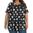 thumbnail image 5 of Otvok Womens Plus Size Tops Printed Crew-Neck Short-Sleeved Pleated Loose Blouses, 5 of 6