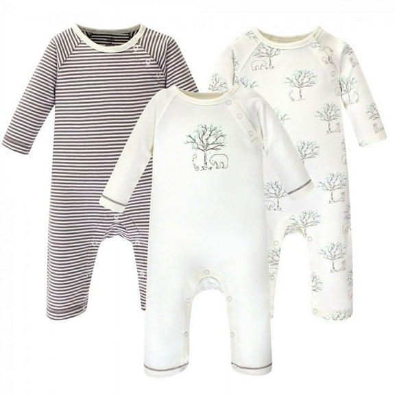 Touched by Nature Baby Organic Cotton Coveralls 3pk, Birch Tree, 0-3 Months