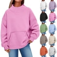 thumbnail image 6 of qucoqpe Women's Casual Long sleeves Sweatshirt Shirts Basic Oversized Loose Fitting Turtleneck Pullover Tops with Pocket, 6 of 6