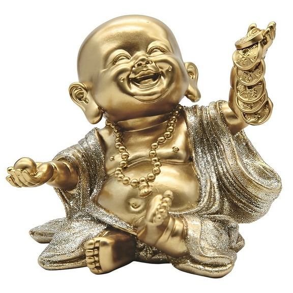 FC Design 4.25"H Gold and Silver Maitreya Buddha Holding Gold Ingot Figurine Statue Sculpture Ornament Decoration Home/Room Decor and Unique Gift Ideas for Housewarming, Holidays and Birthdays