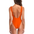thumbnail image 2 of Traje de baño brasileño de una Pieza con Espalda Baja y Corte Alto Retro para Mujer Traje de baño Naranja Fluorescente M Naranja Fluorescente M Xishao ropa, 2 of 2