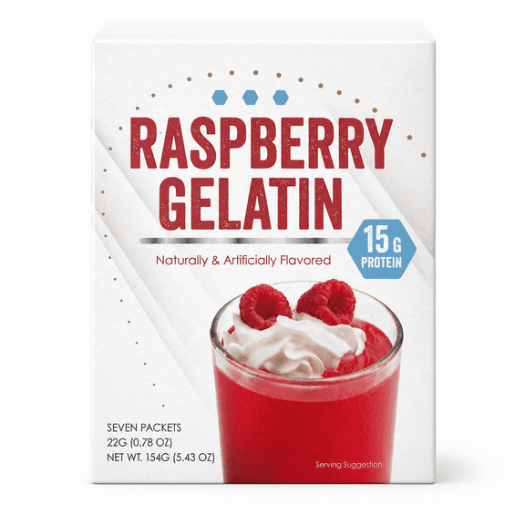HealthyWise Raspberry High Protein Snack Gelatin, 7 Servings, 5.31 oz