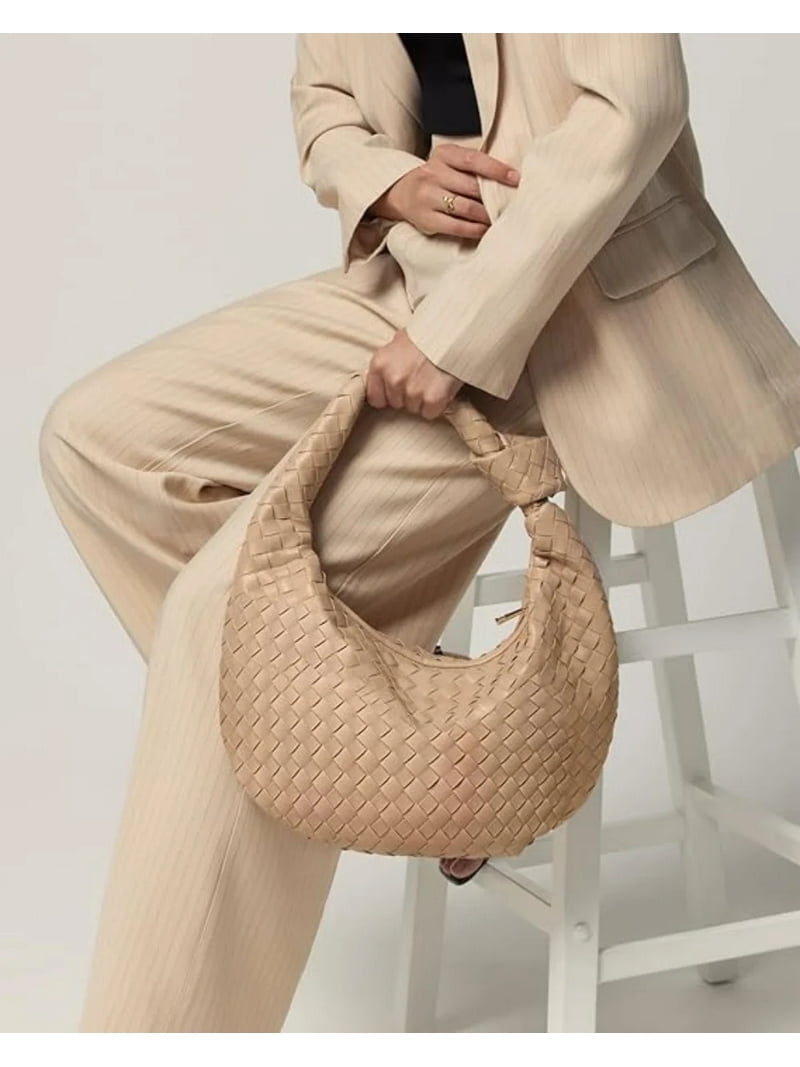 Woven Tote Bag For Women Women Classic Fashion Woven Embossed Hobo