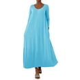 thumbnail image 2 of Robe pour Femme Grande Taille, Robe Décontractée à Manches Longues et Col Rond avec Poches, Tunique Ample à Coupe Décontractée pour Femmes, 2 of 7