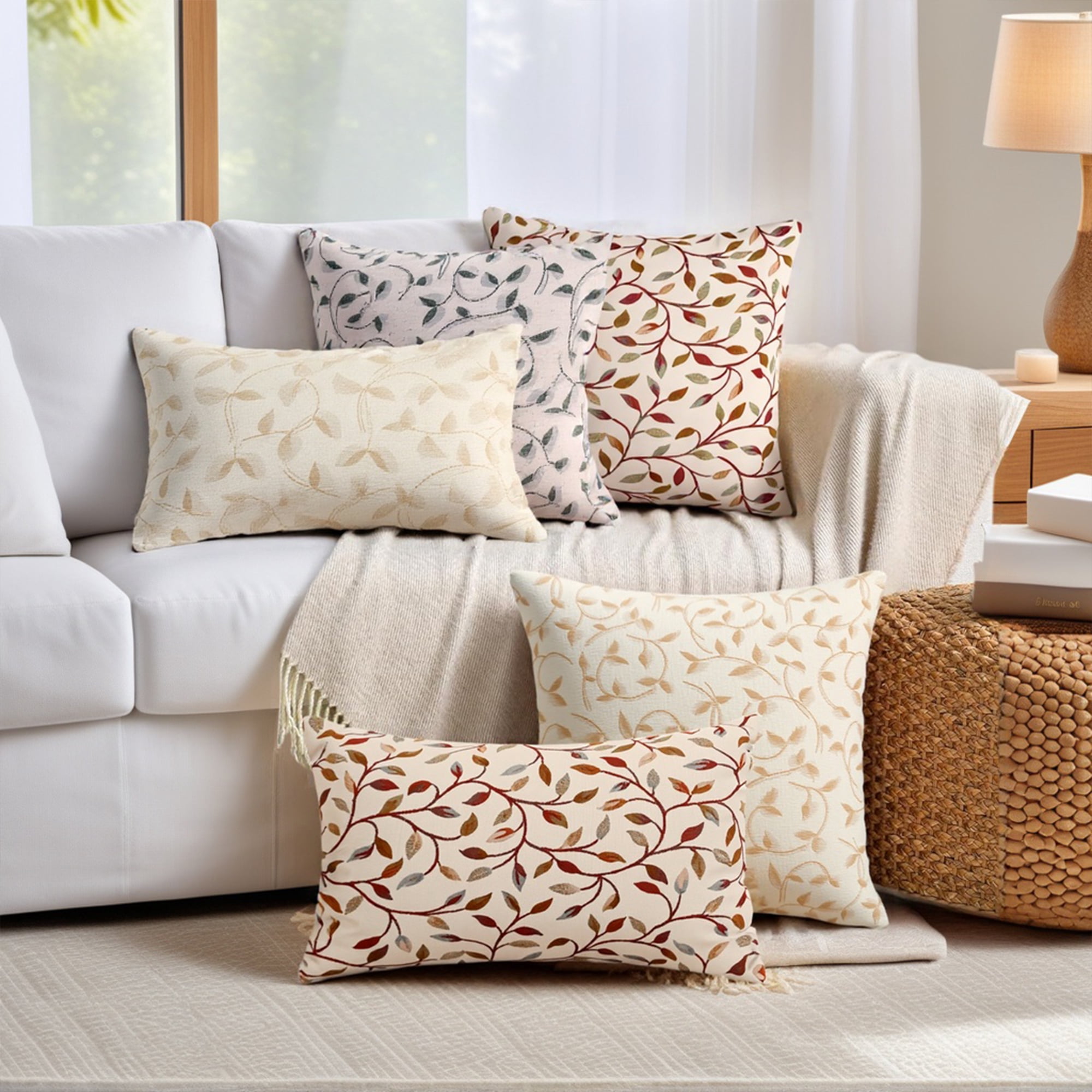 Unique Bargains Set of 2 Wild Flower Decorative Cushion Cover Grey 18" x 18"