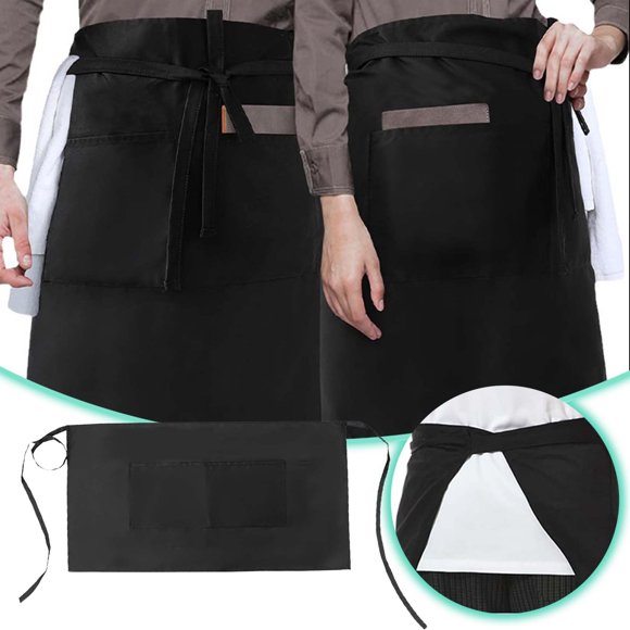 Apron Sleeve Waiter Apron for Catering Industry - Half Length Black Kitchen Workwear for Hotel Restaurants and