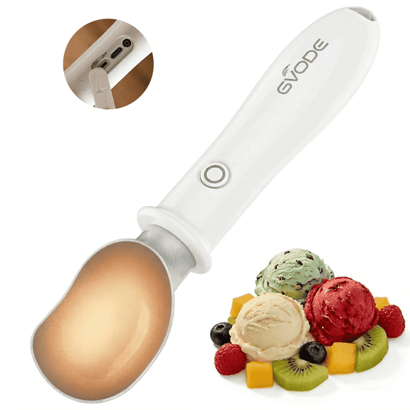 GVODE Electric Heated Ice Cream Scoop for Hard Ice Cream, Child Lock, 40-Second Fast Heating, Dual Temperature Settings, Non-Stick Scoop Head
