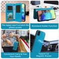 thumbnail image 5 of Asuwish Phone Case for Samsung Galaxy A71 5G Zipper Wallet Detachable Cell Cover with Tempered Glass Screen Protector Crossbody Lanyard Strap Flower Flip Card Holder A 71 G5 71A S71 Women Girls Blue, 5 of 7
