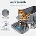 thumbnail image 4 of Kalolary Stainless Steel Litter Box, XL 22.9”x15”x 10.3” High Sided Metal Cat Litter Tray with Scoop, Filter Pedal for Anti-Splash, Odor-Free, Non-Sticky, Easy to Clean (Dark Grey), 4 of 6