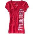 thumbnail image 1 of Camiseta gráfica con cuello en V para mujer de Aeropostale, rosa, grande, 1 of 2