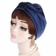 thumbnail image 1 of Ladies Comfortable Pure Silk Night Headgear Hair - Navy, as described, 1 of 5