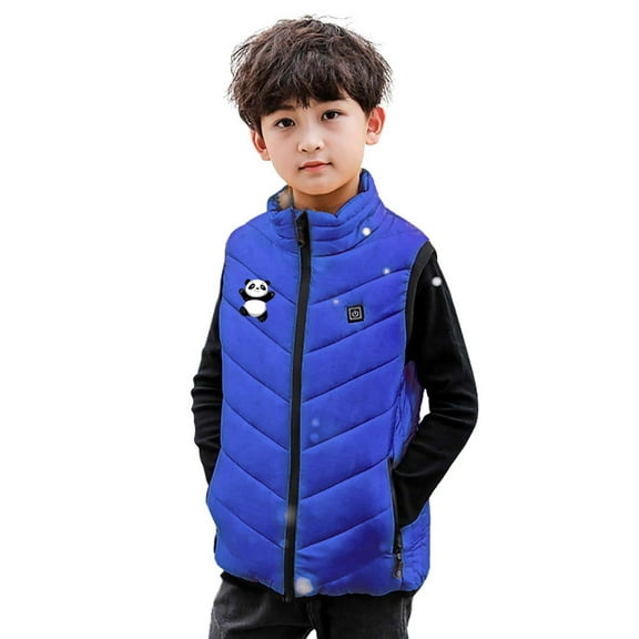 OGLCCG Kids Heated Vest for Boys Girls Full Zip Sleeveless Electric Heating Jacket Lightweight Stand Collar Warm Heating Gilet 4-15 Years