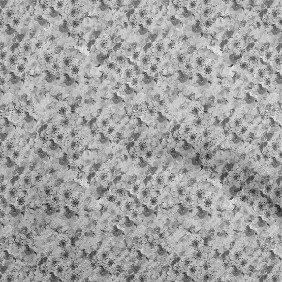 oneOone Polyester Spandex Gray Fabric Floral Quilting Supplies Print Sewing Fabric By The Yard 56 Inch Wide