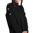 thumbnail image 2 of Yuemengxuan Women’s Fashion Solid Color Half High Collar Button Long Sleeve Sweatshirt, 2 of 5