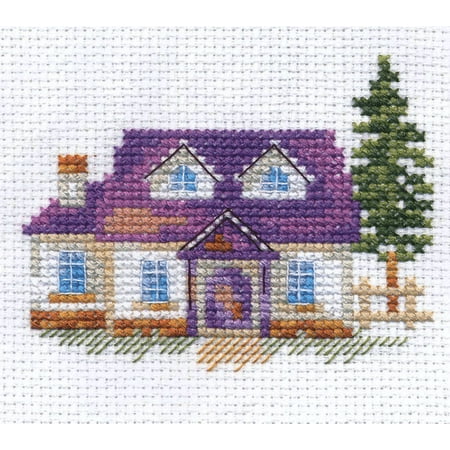 UPC: 4610009342757 | Counted Cross-Stitch Kit House in the Forest 0-153 by Alisa Needlework Easy Purple Tree