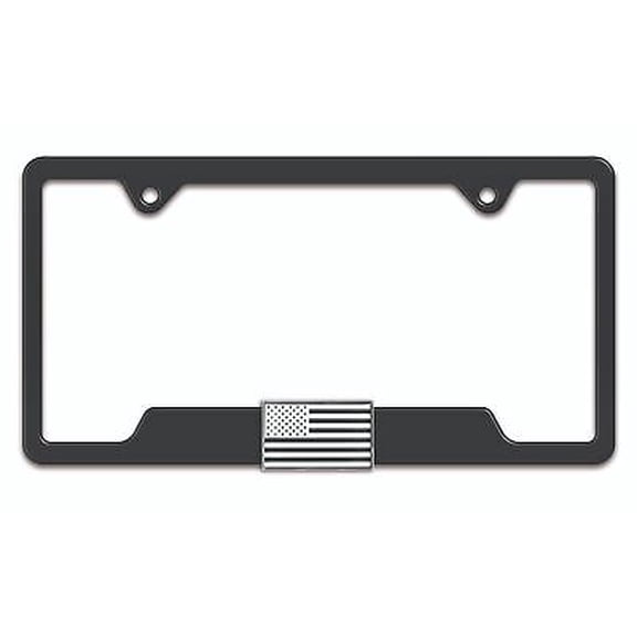American Flag Inverted 3D Modern Black Open Metal License Plate Frame