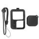 thumbnail image 1 of Funda protectora de silicona suave con cordón de seguridad para la muñeca y tapa para lente de cámara para GoPro 9 (negro), 1 of 14